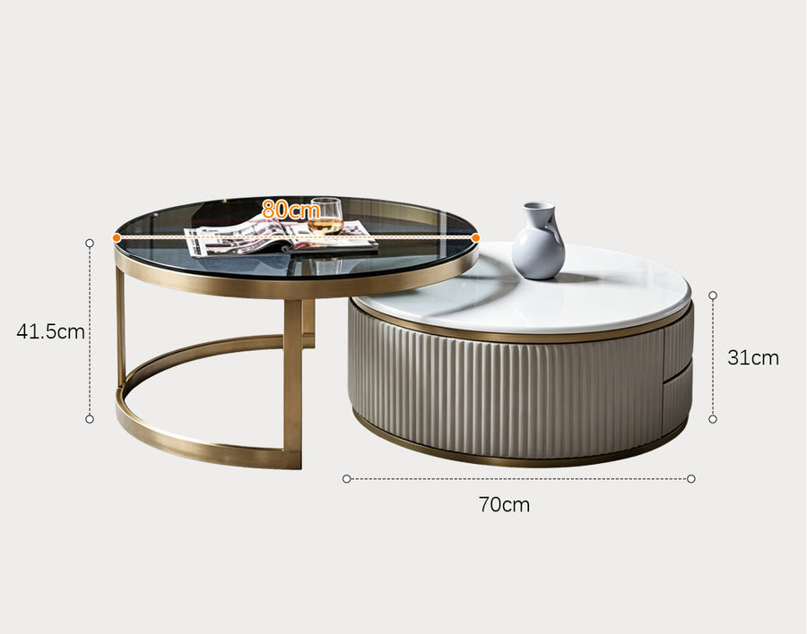 Bell Nesting Coffee Table, Glass - bell glass nesting coffee table UK