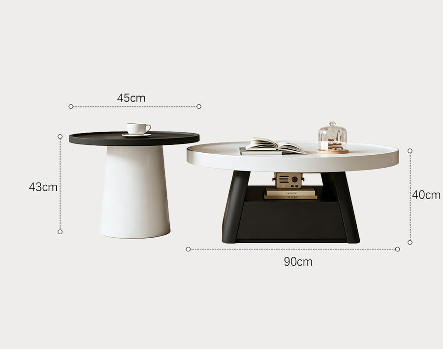 Table basse Bess, blanc et noir