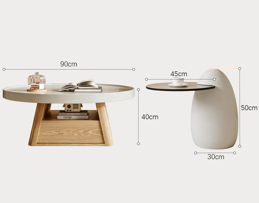 Bess Coffee Table, White & Oak