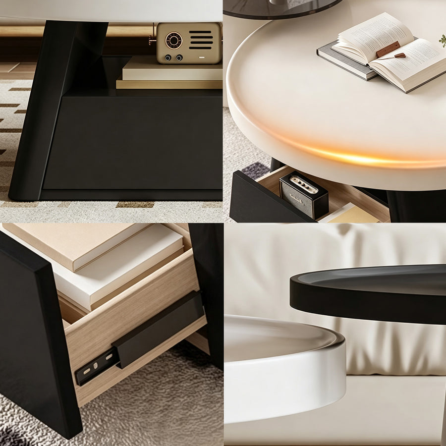 Table basse Bess, blanc et noir