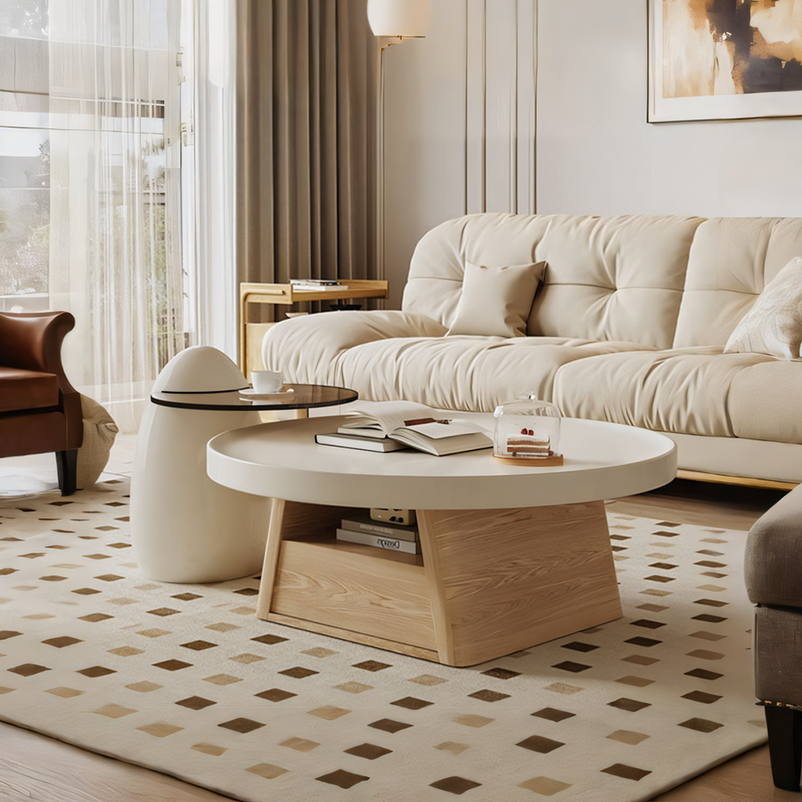 Bess Coffee Table, White & Oak - oak coffee table UK