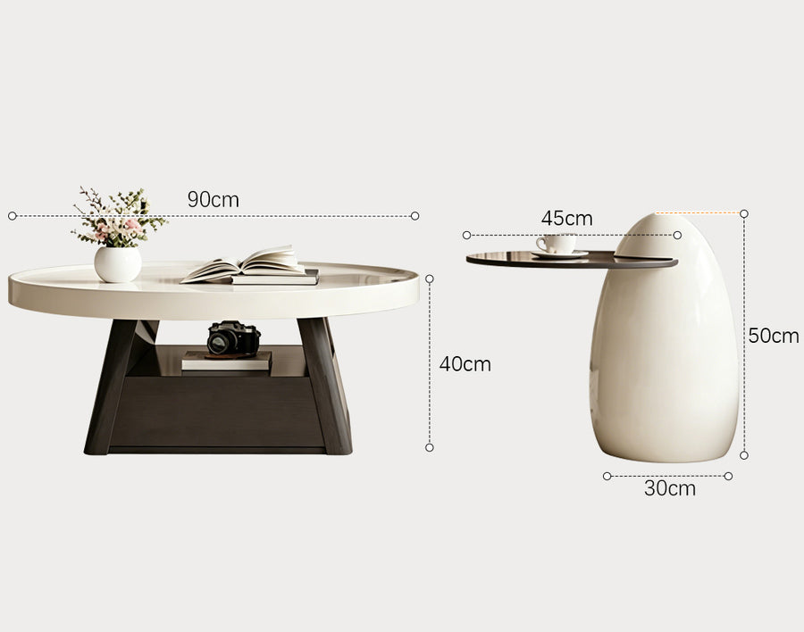 Bess Coffee Table, White & Black