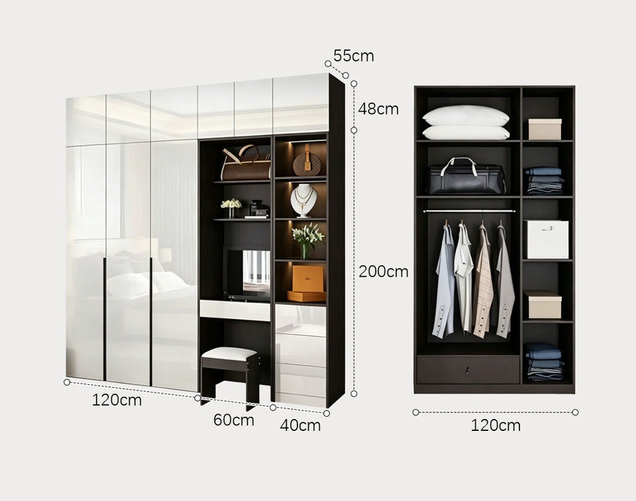 Bianchi Corner Wardrobe, L Shape Wardrobe With Dressing Table product image 10