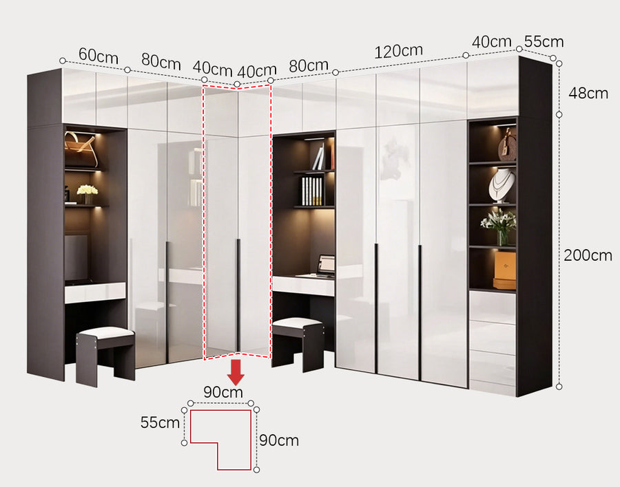 Bianchi Corner Wardrobe, L Shape Wardrobe With Dressing Table product image 13