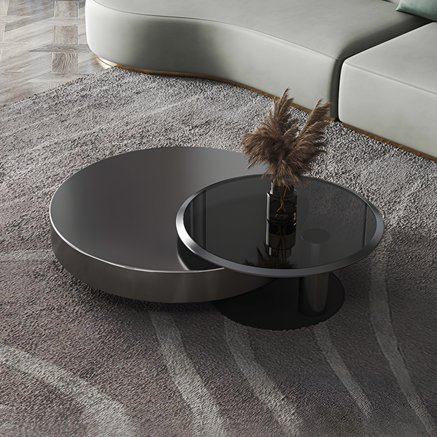 Black & Dark Grey Nested Coffee Table Set, Mark On the Table (Display) - nesting coffee table UK