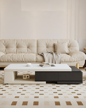 Bonnie Coffee Table, Black & White, Extendable
