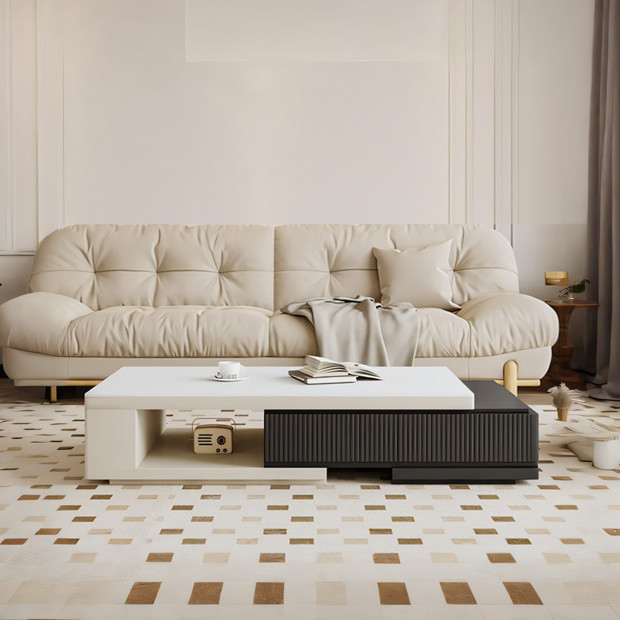 Bonnie Coffee Table, Black & White, Extendable - bonnie white coffee table UK