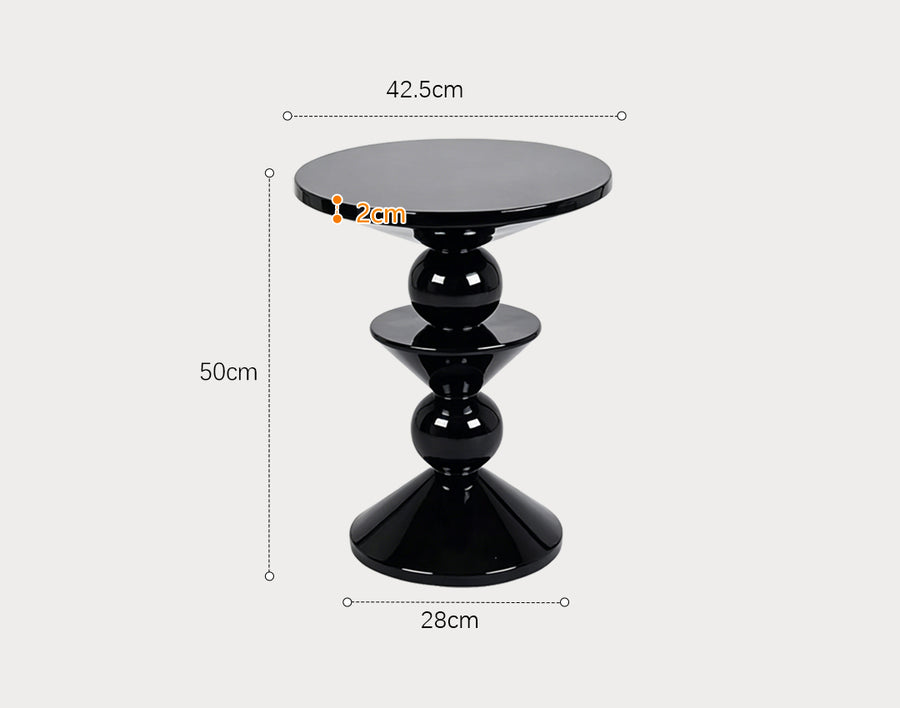 Boris Candied Black Side Table, MDF & FRP