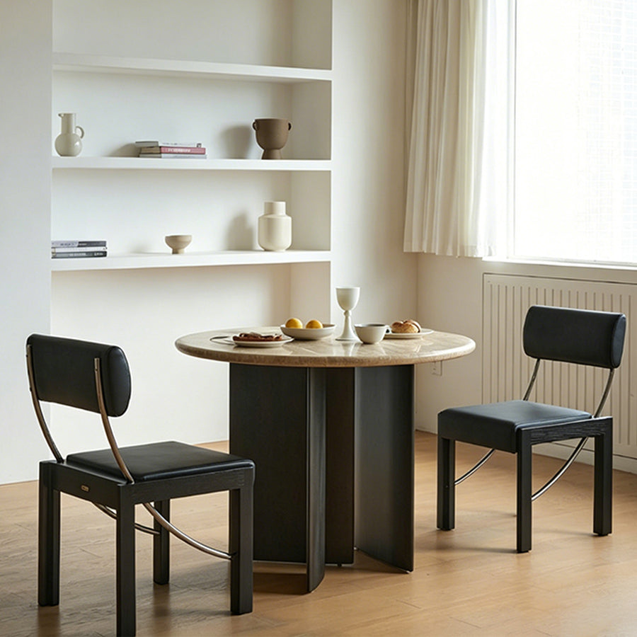 Boulanger Round Dining Table front view as a wooden dining table