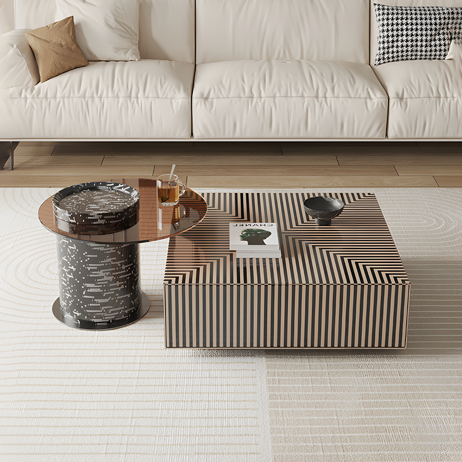Bris Coffee Table Set, Square Coffee Table With Side Table - square coffee table UK