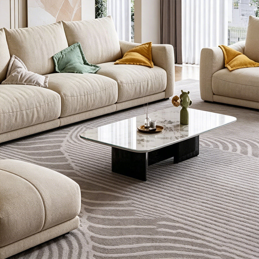 Caleb Modern Two Seater, Three Seater, Four Seater Sofa, Cotton Linen side view and sofa proportion