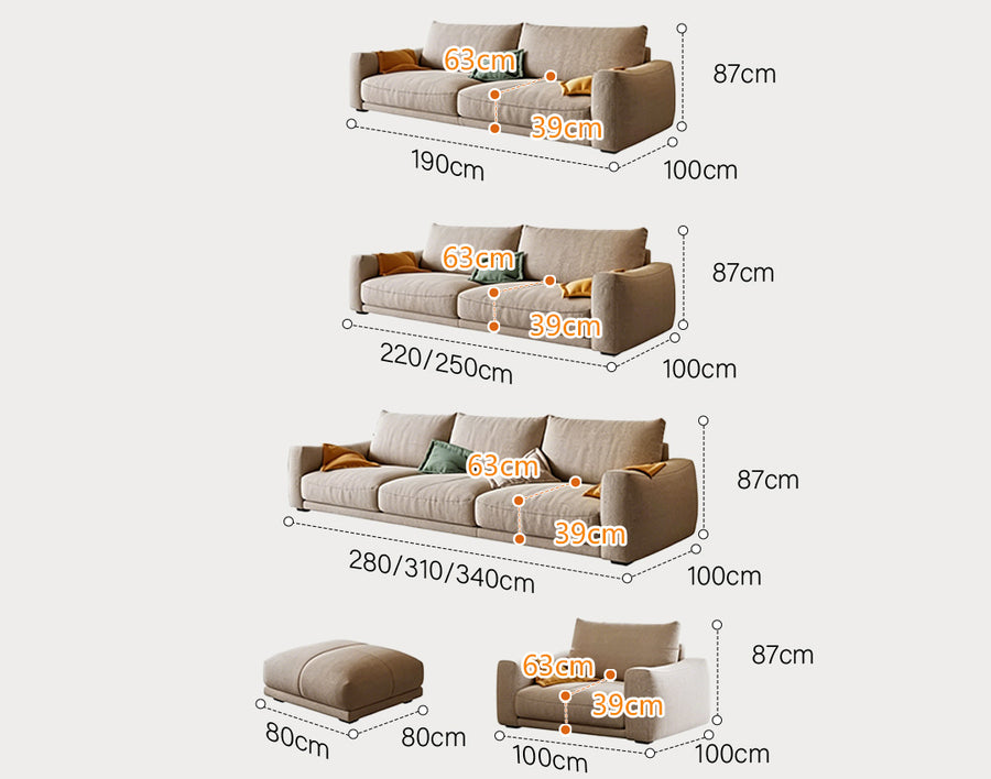 Caleb Modern Two Seater, Three Seater, Four Seater Sofa, Cotton Linen product image 11