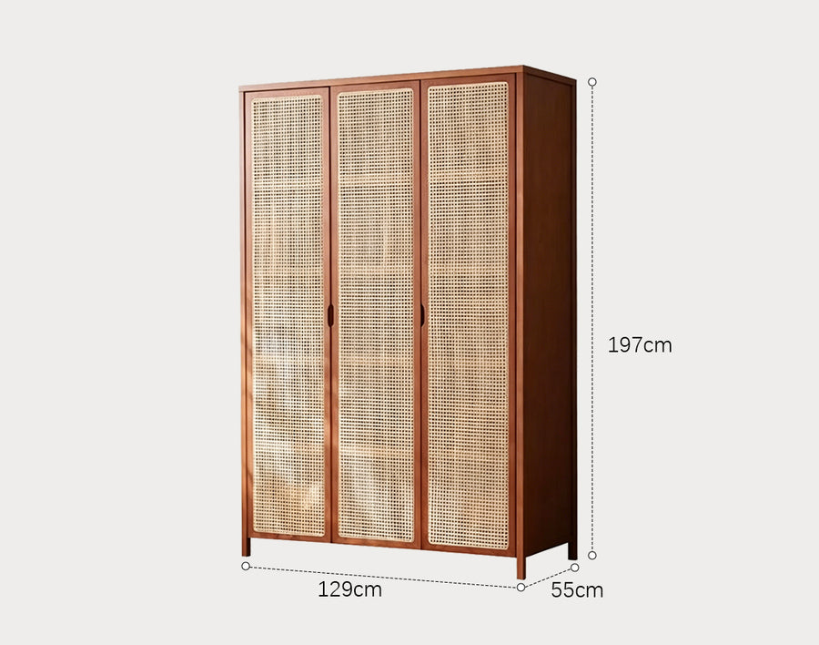 Cameron Rattan Wardrobe, Solid Wood