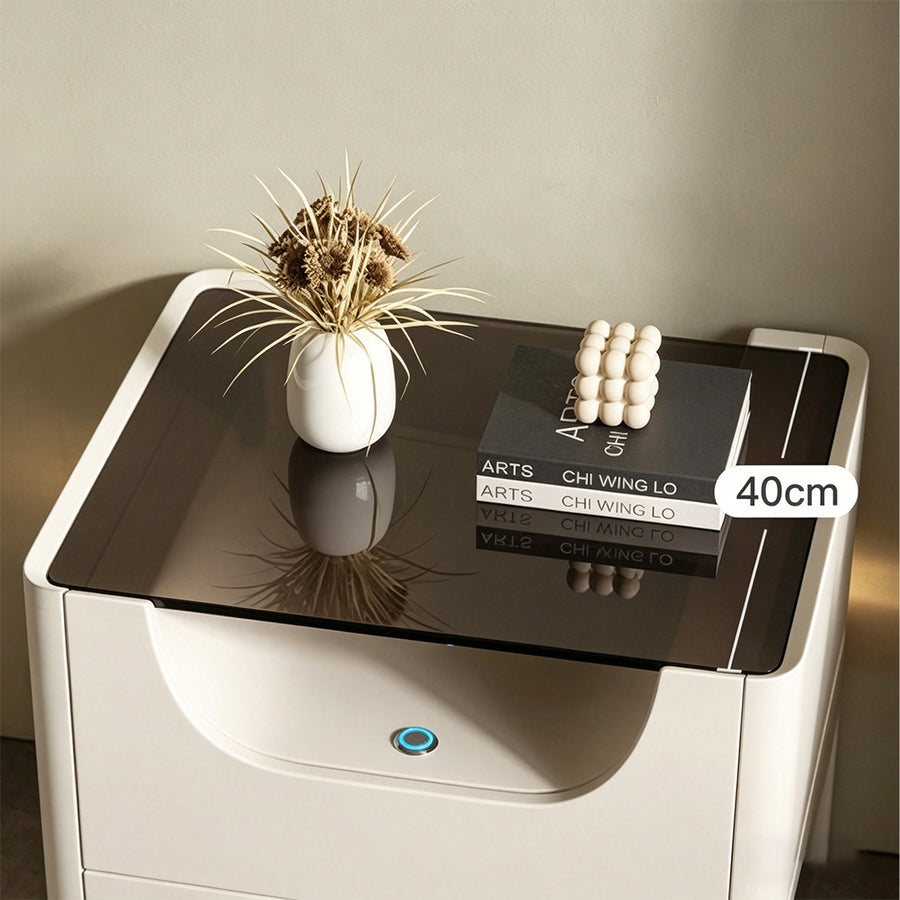 Candice Bedside Table with LED, Cream