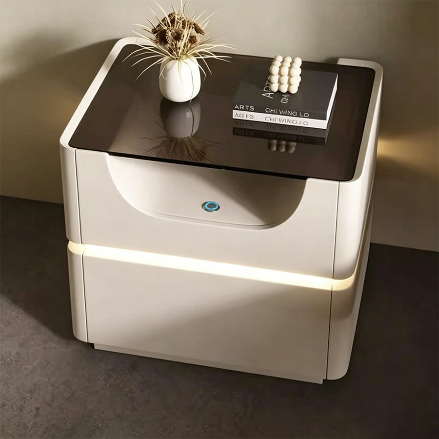 Candice Bedside Table with LED, Cream