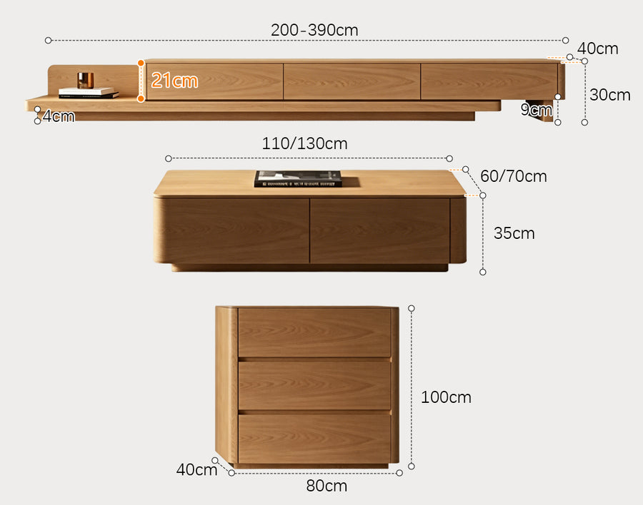 Cassarah TV Stand cabinet and shelf detail