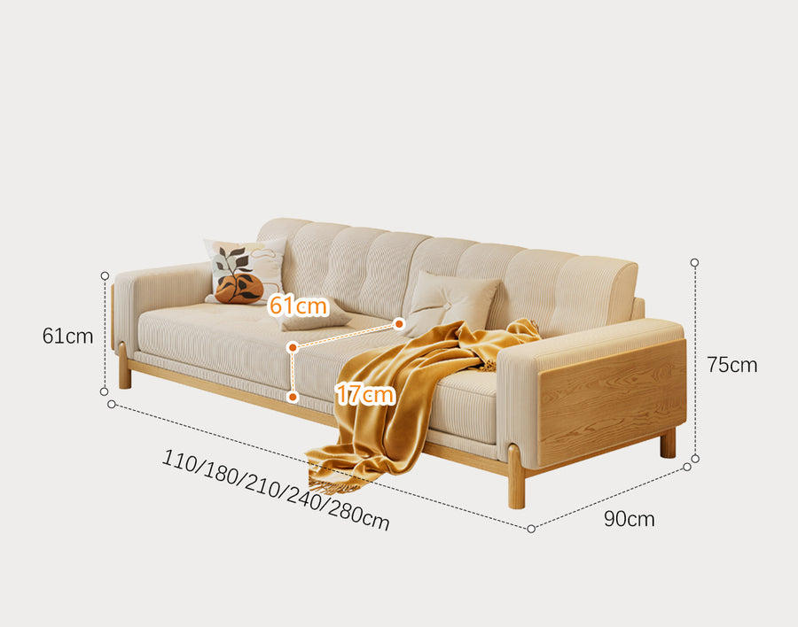 Catalina Cloud Sofa, Two Seater, Three Seater Sofa side view and sofa proportion