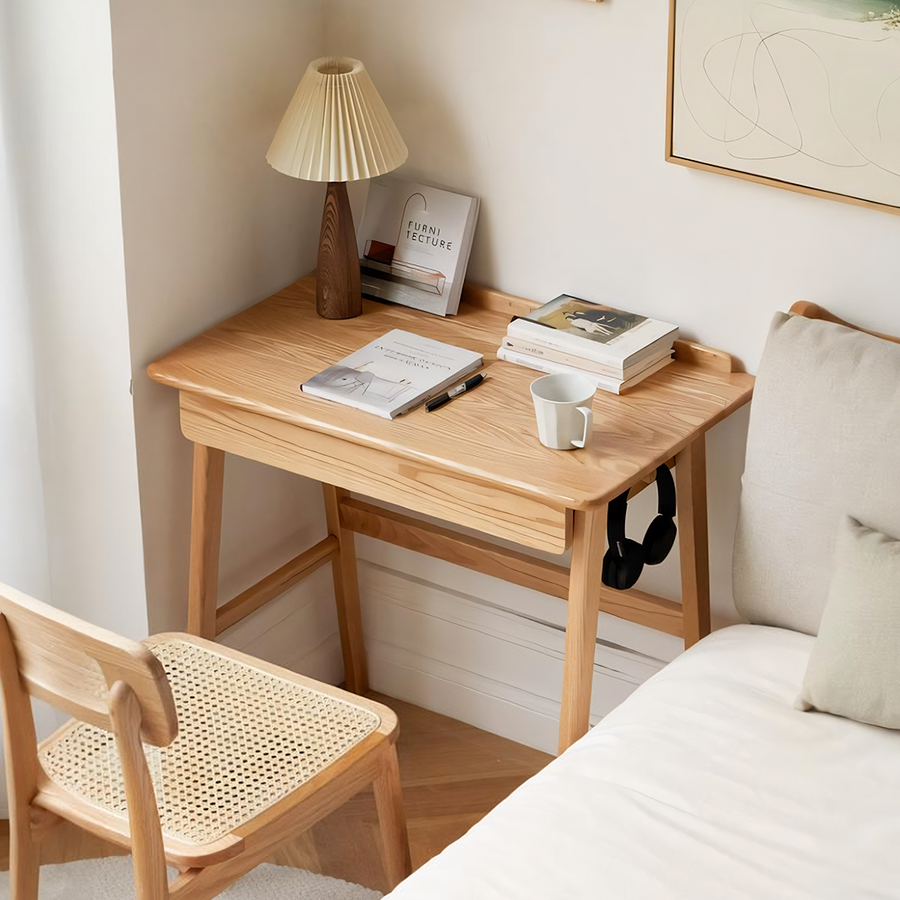Cedric Office Desk, Oak Wood - oak office desk UK