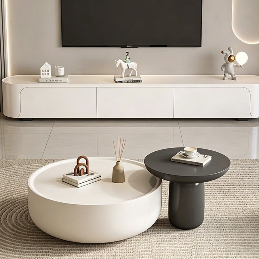 Cenhelm Nesting Coffee Table Set, Cream And Black