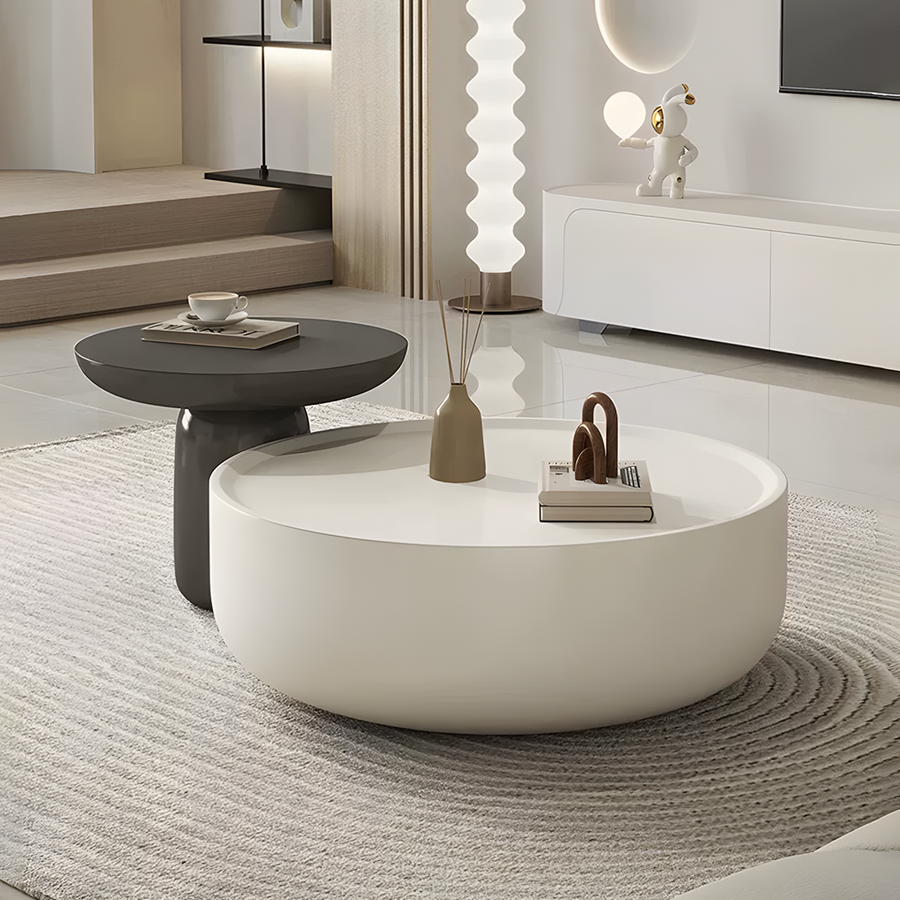 Cenhelm Nesting Coffee Table Set, Cream And Black (Clearance) - cenhelm cream nesting coffee table UK