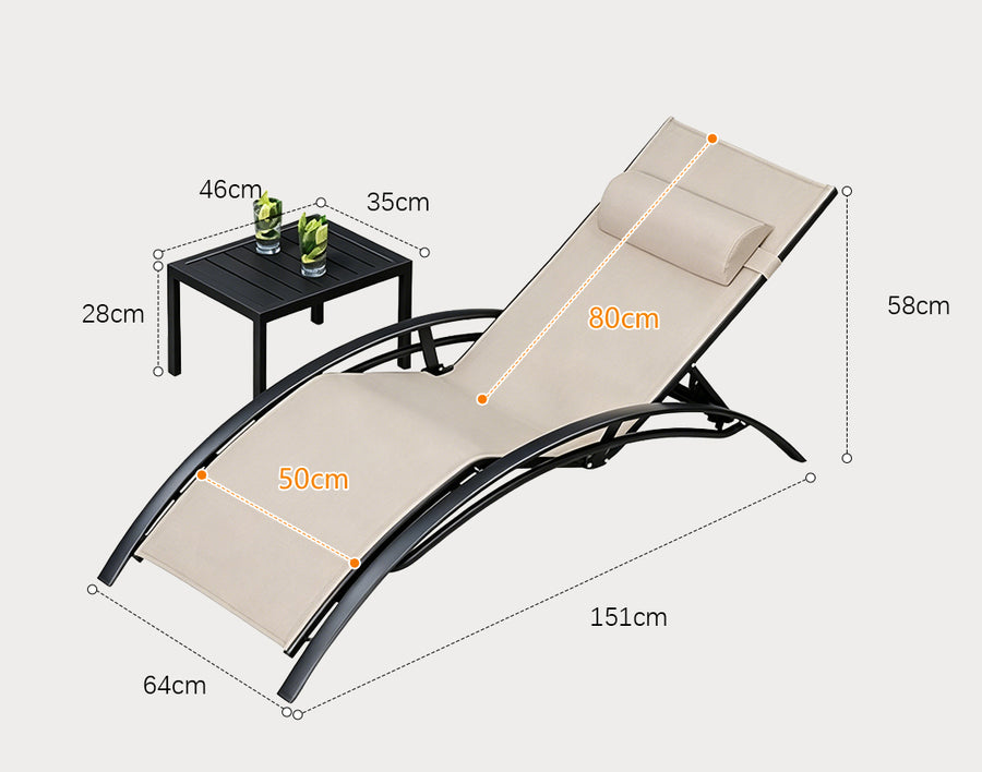 Chappell Reclining Sun Lounger With Pillow, Outdoor in a modern UK home