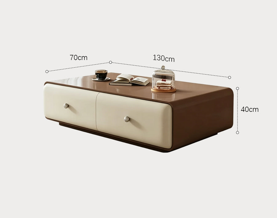 Chavarria Rectangle Coffee Table With Storage, Cream & Walnut - for living room