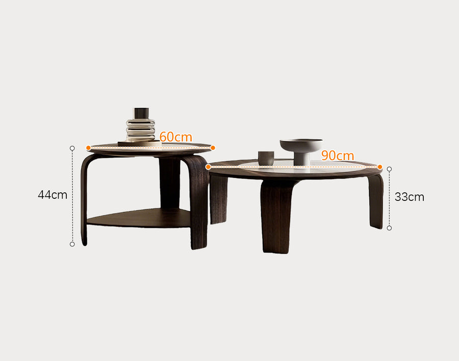 Chloe Round Nesting Coffee Table Set, Walnut