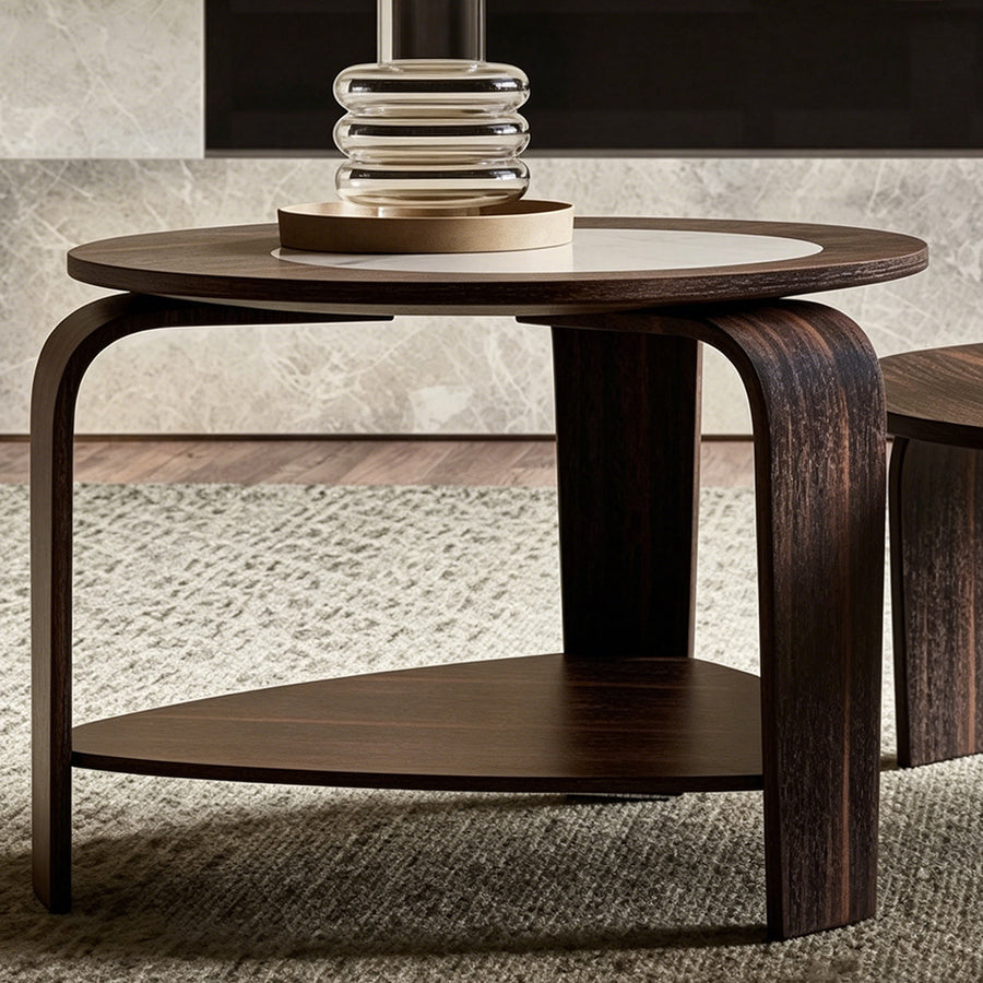 Chloe Round Nesting Coffee Table Set, Walnut