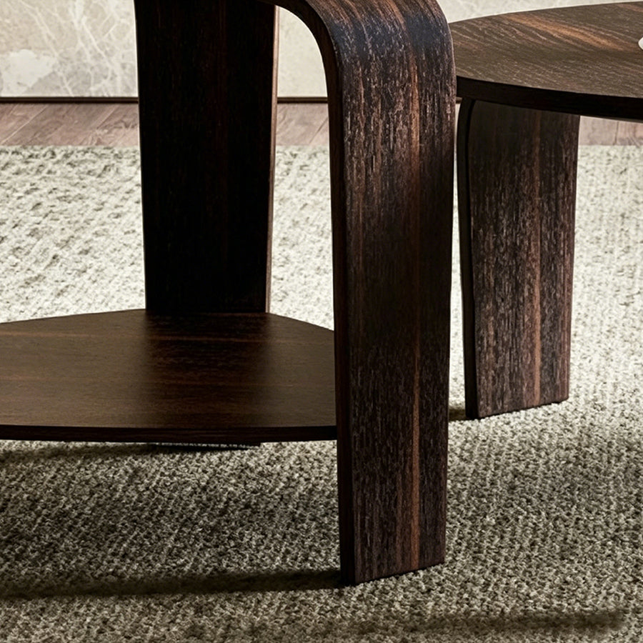 Chloe Round Nesting Coffee Table Set, Walnut