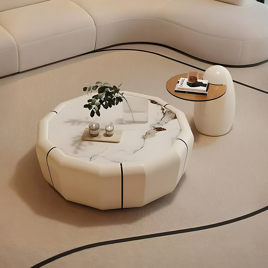 Clara Round Coffee Table Set - wooden round coffee table UK
