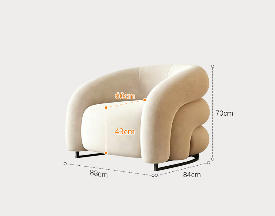Classic U18 Armchair, White Velvet - for living room