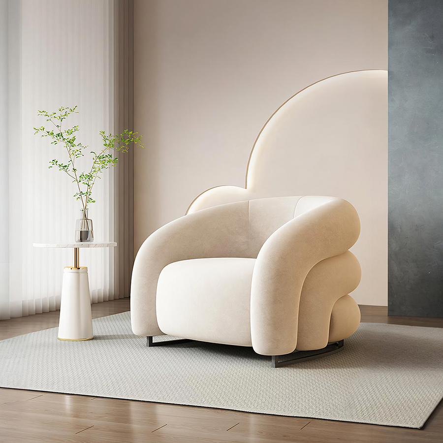 Classic U18 Armchair, White Velvet - accent chair UK