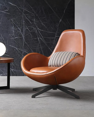 Classical Snail Armchair, Brown Leather