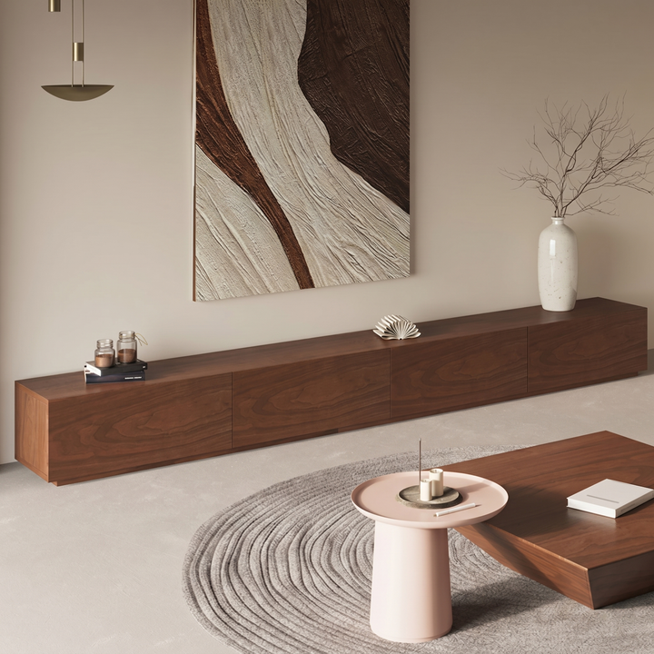 Lavone TV Stand lifestyle view with walnut tv stand