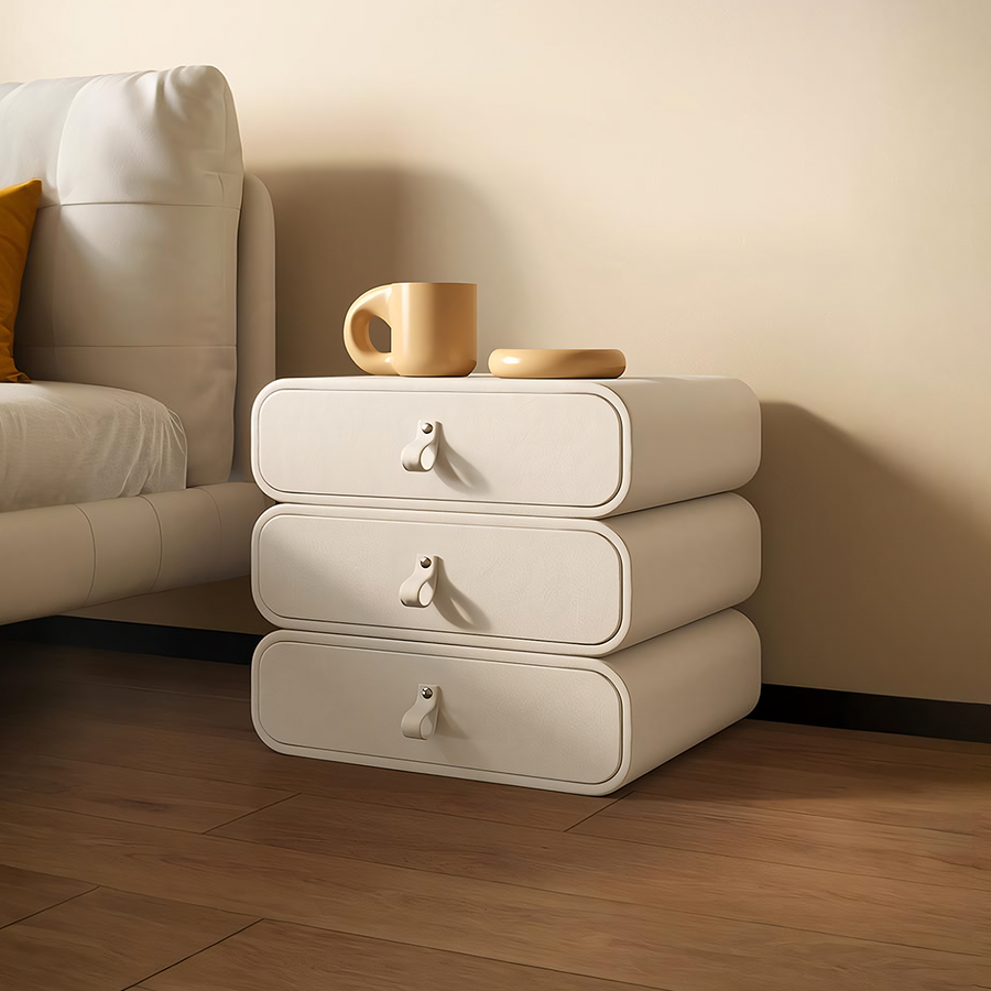 Darcie Bedside Table, Cream - cream bedside table UK