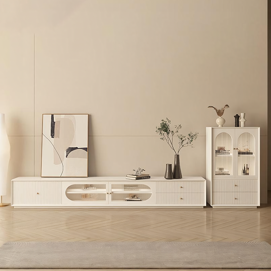 Davinia Side Cabinet, Davinia Living Room Set, White - storage cabinet UK