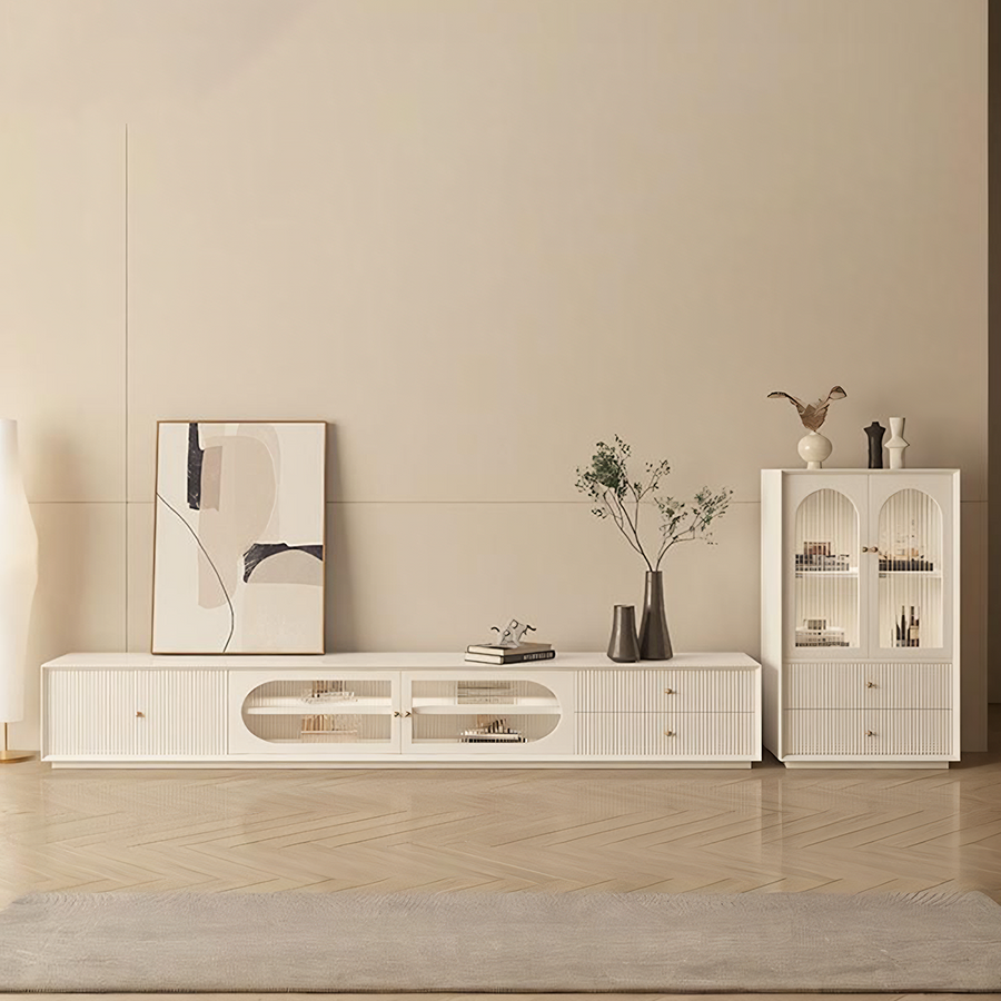 Davinia TV Stand, Davinia Living Room Set storage detail and media unit finish