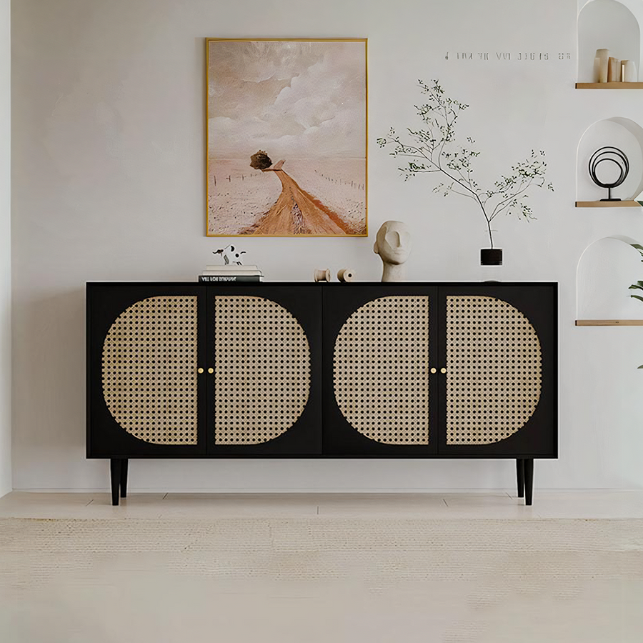 Debby Rattan Sideboard, Black - debby rattan sideboard rattan sideboard UK