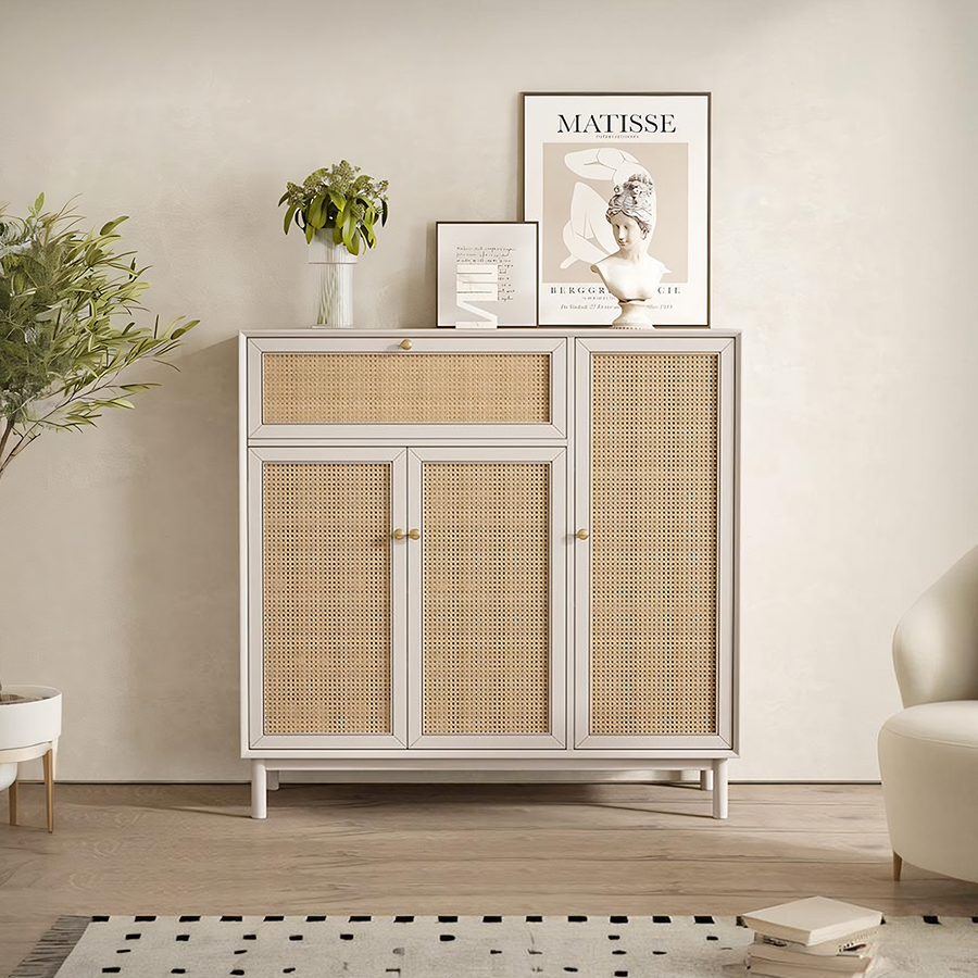 Dederick Rattan Shoe Storage With Drawer - cabinet UK