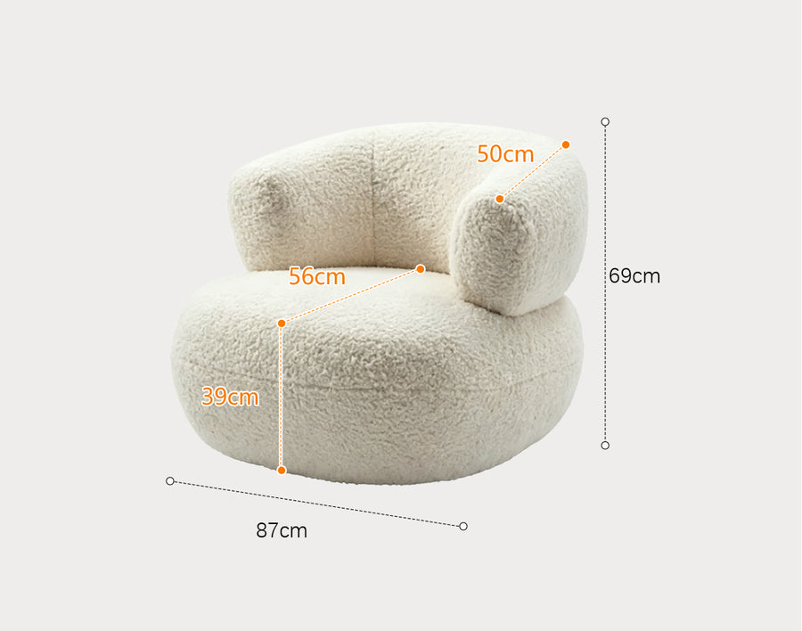 Deirdre Armchair, White Boucle detail view for accent chair UK