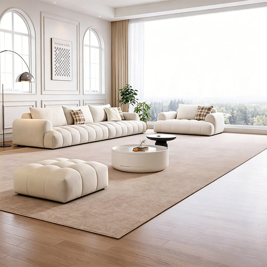 Delilah Violet Two Seater Corner, Three Seater Corner Sofa side view and sofa proportion