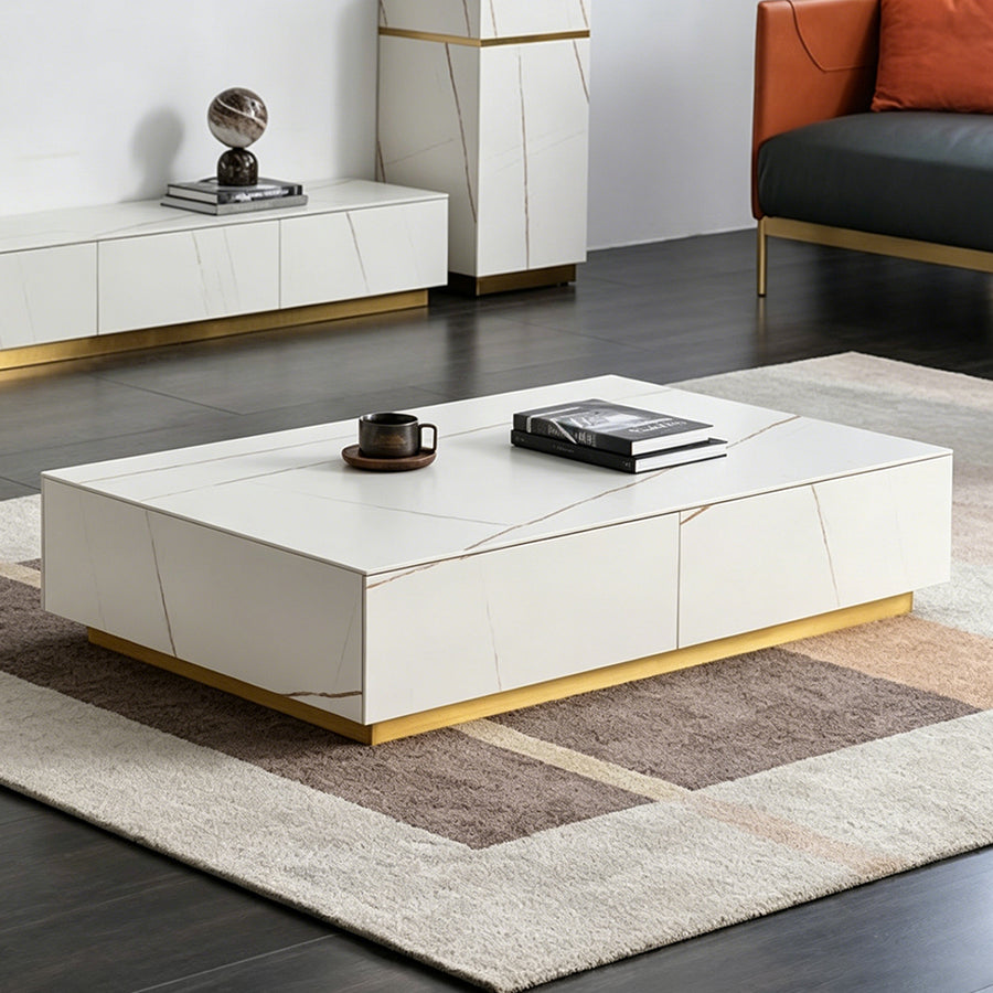 Demelza Coffee Table, Gold Base, Sintered Stone