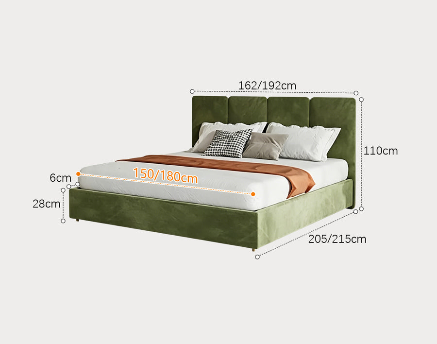 Denice King Size Bed, Super King Size Bed, Velvet