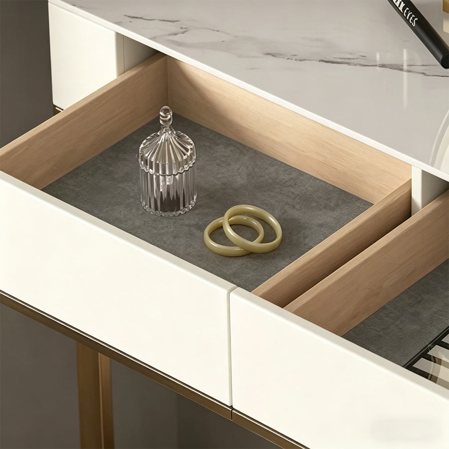 Denver Dressing Table, With Mirror cabinet and shelf detail