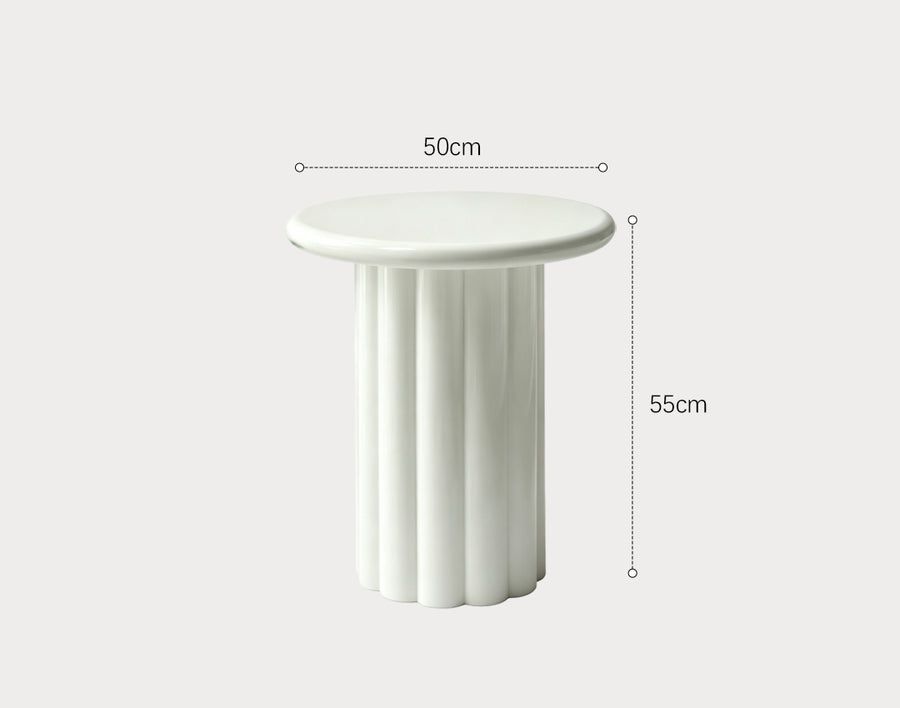 Derek Cylinder Side Table, White