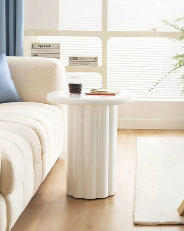 Derek Cylinder Side Table, White