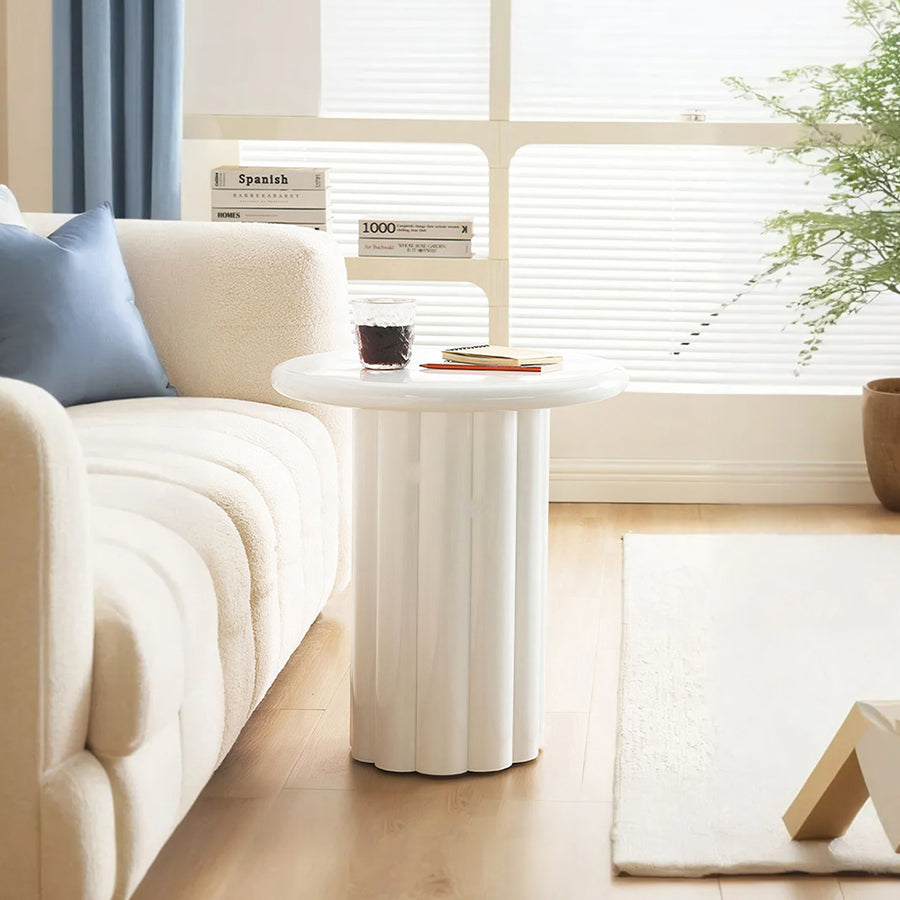 Derek Cylinder Side Table, White - derek cylinder white side table UK