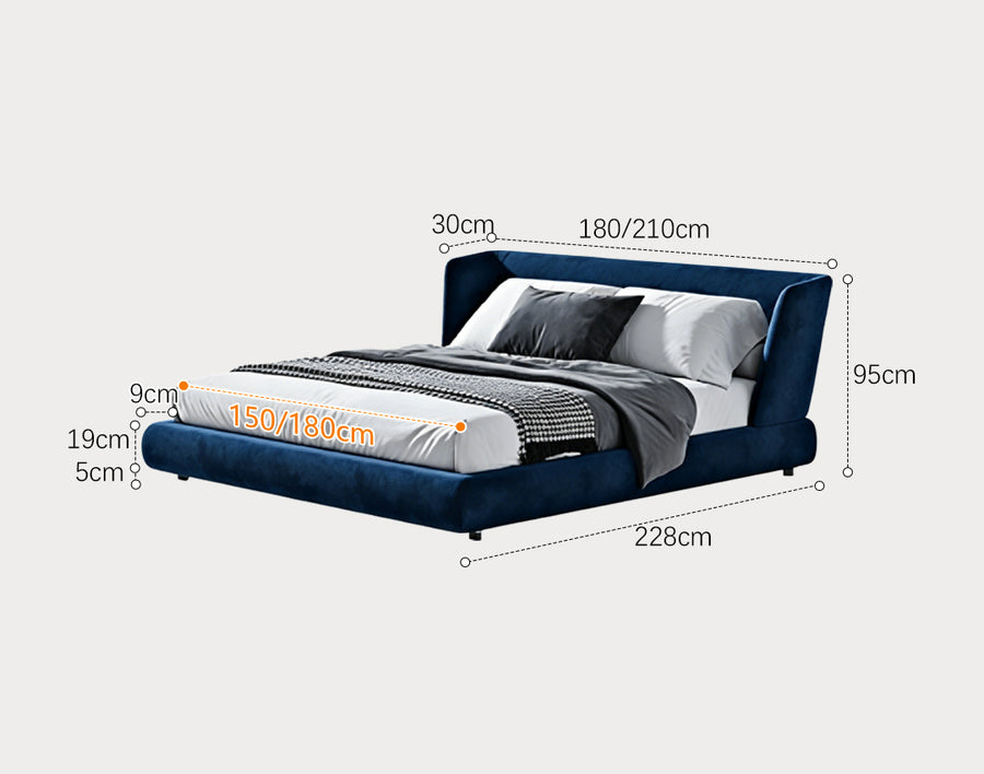 Diana King Size Bed, Super King Size Bed, Velvet