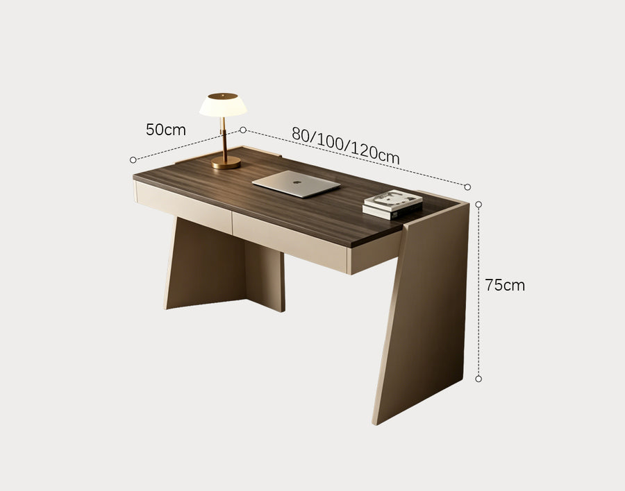 Dmitri Small Office Desk With Chest Of Drawers, Wood - home office desk UK