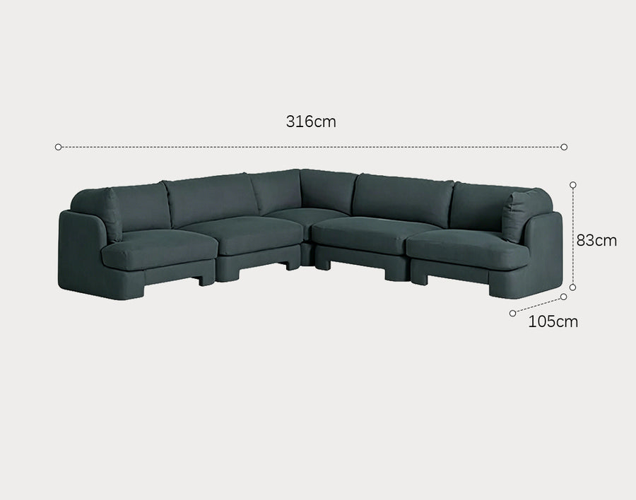 Dominguez L Shape Four Seater Sofa, Modular Corner Sofa, Boucle detail view for l shape four corner sofa for living room